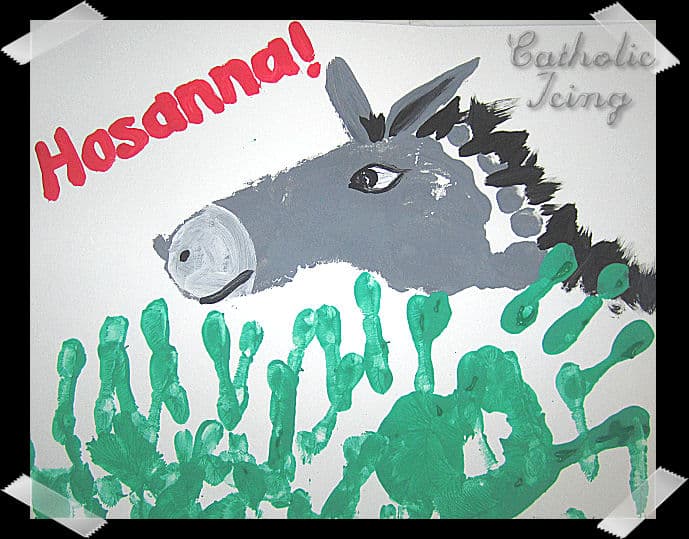 Hosanna handprint painting of donkey
