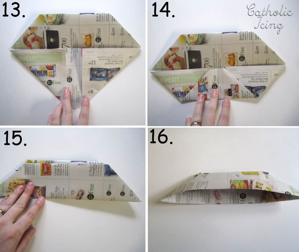 Newspaper Folding Steps 13-16