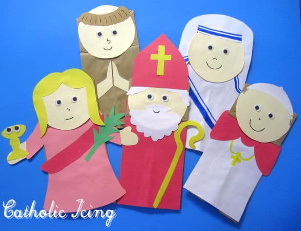 saint paper bag puppets