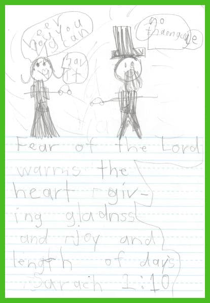 scripture journal page from kid