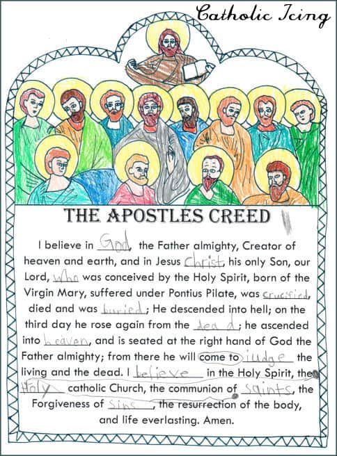 apostles creed printable for kids