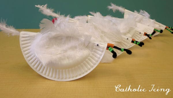 paper plate dove craft