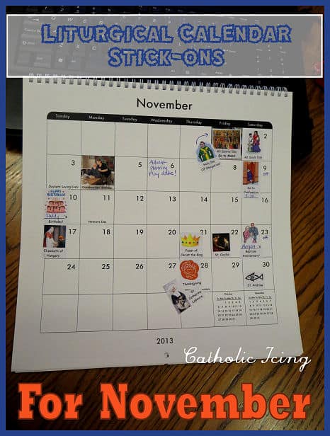 liturgical calendar sticks ons for november