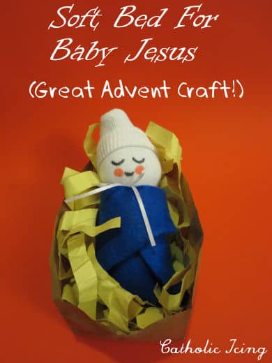 soft bed for baby jesus craft- religious craft for Advent and Christmas