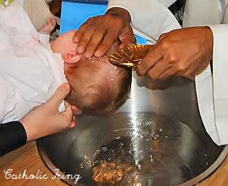 baptism with golden shell