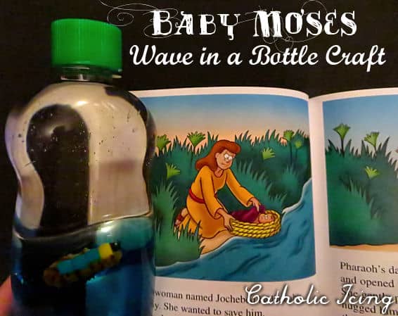 bible craft for kids- baby moses wave in a bottle