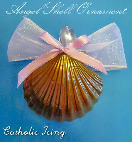 homemede angel shell ornamet for baptism