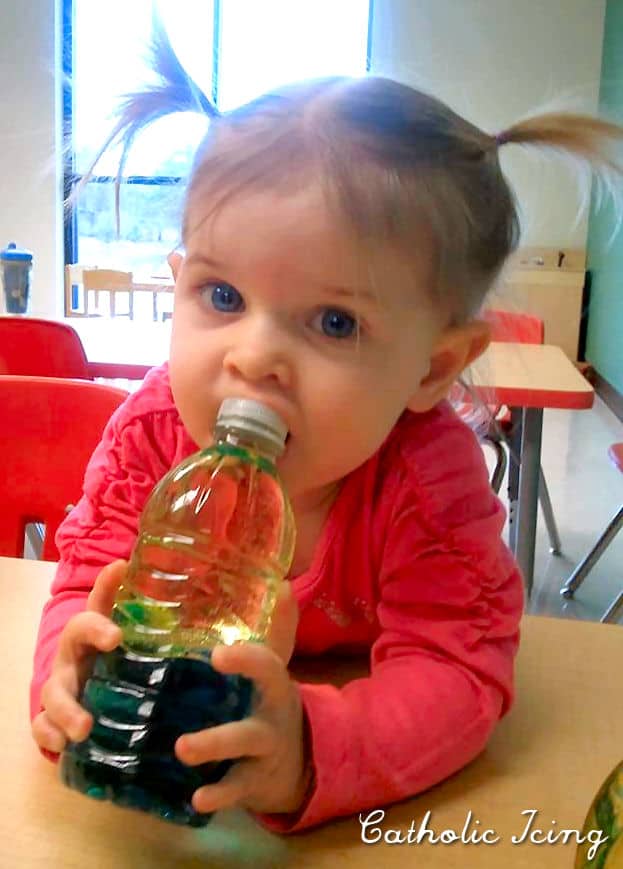 preschooler with wave in the bottle craft- how to