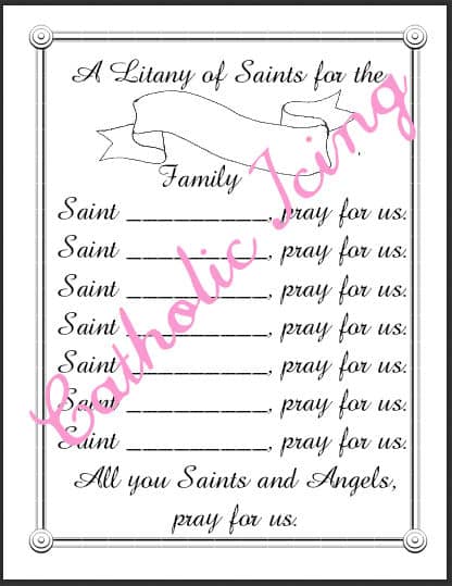 printable family litany of saints