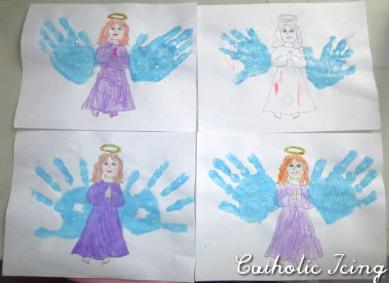 printable angel handprint craft for kids