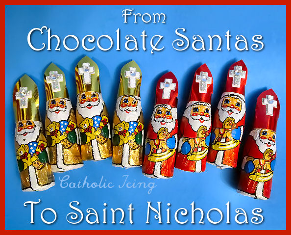 turn chocolate santas into st. nicholas