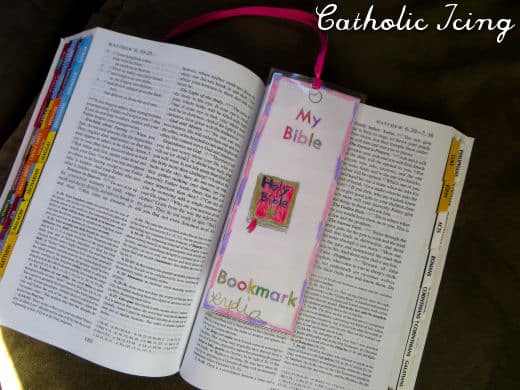 catholic bible with bookmark and tabs